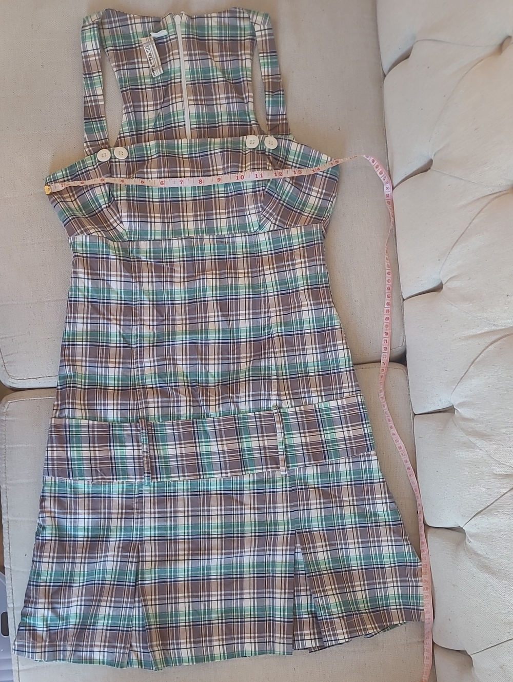 100% Cotton Brown, Green, Blue And White T Back Dress